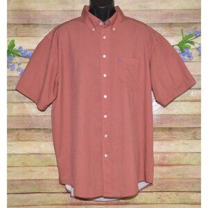 Cinch Mens Orange Geo Print Short Sleeve Button Down Shirt Size XL Western